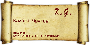 Kazári György névjegykártya