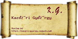 Kazári György névjegykártya
